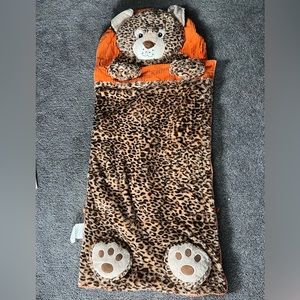 Hugfun Bear Leopard Print Sleeping Plush Bag Brown Orange Like New